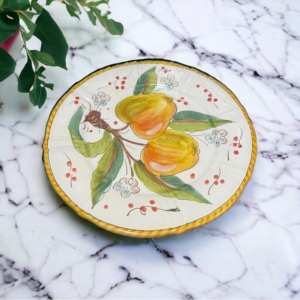 Ciao Italya Handpainted Brilliant Double Apple Stem Serving Platter